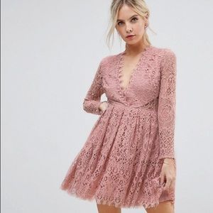 ASOS Petite Long Sleeve Lace Mini Dress